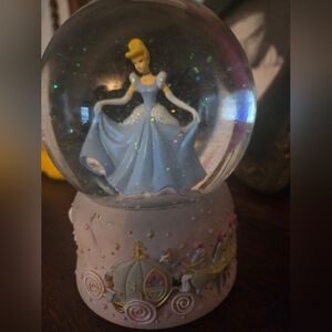 Vintage Disney Musical Cinderella Snow Globe with Blue Dress...